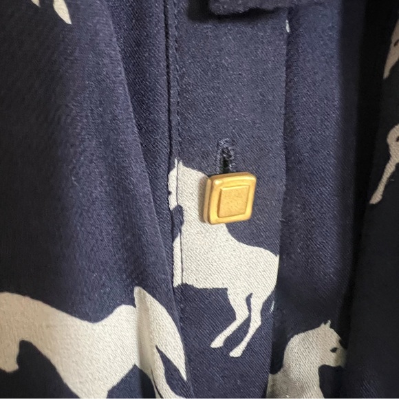 Anthropologie Leifsdottir Andalusian Horse Navy White Ruffle Silk Dress - Picture 5 of 8